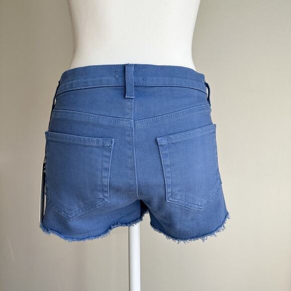 L’AGENCE Audrey Jean Shorts Mid Rise Cut Off Blue Stretch Denim US 25 NWT - Picture 7 of 11